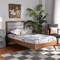 Baxton Studio Linn Mid-Century Light Grey Fabric Upholstered and Walnut Brown Finished Wood Platform Bed-Twin 191-11530-11159-ZORO - alternate 1